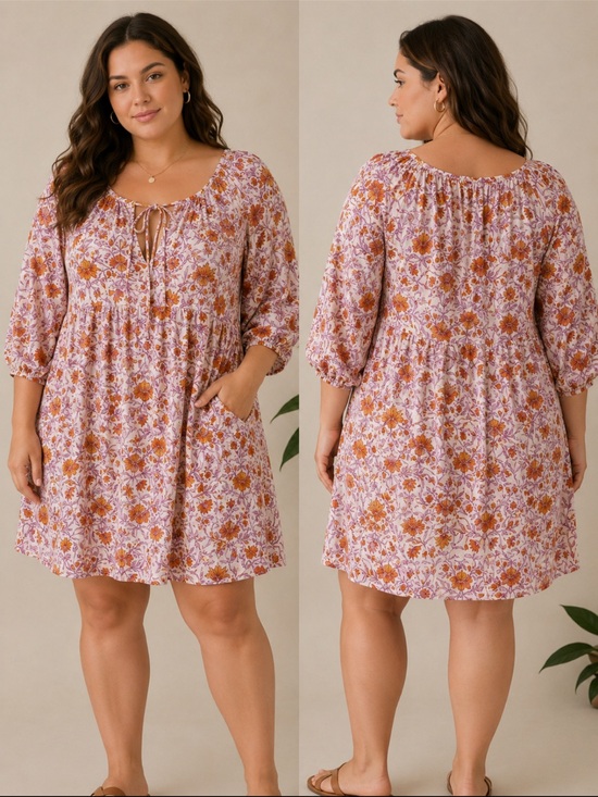 Universal Thread Dresses & Skirts - Universal Thread Boho Floral Mini Dress Size XL but fits like a L Puff Sleeve